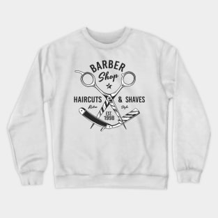 Barbershop print with scissors. Monochrome retro design. Crewneck Sweatshirt